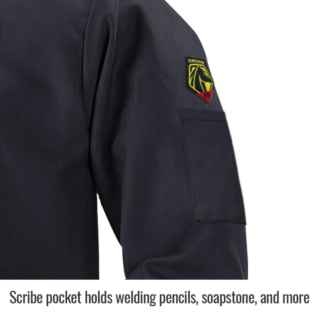 FBK9-30C black flame resistant jacket scribe pocket close up
