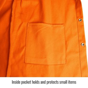 close up of inside pocket Black Stallion flame resistant jacket, orange