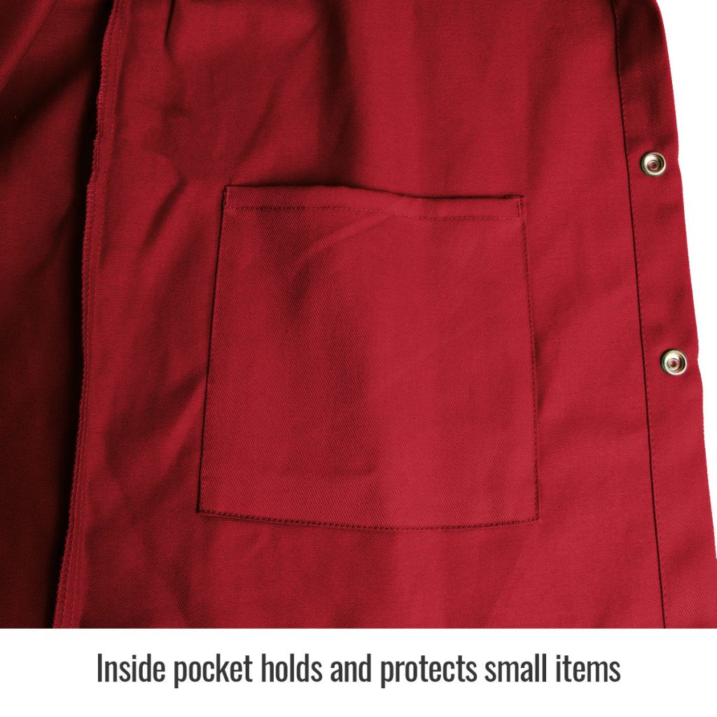 FR9-30C Red welders jacket inside pocket close up