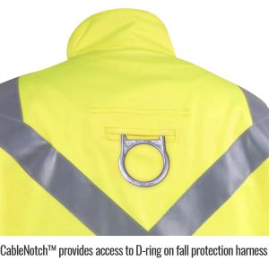 Black Stallion Hi Vis flame arc resistant cotton jacket hole for harness loop