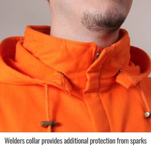 Black stallion flame resistant hoodie welders collar