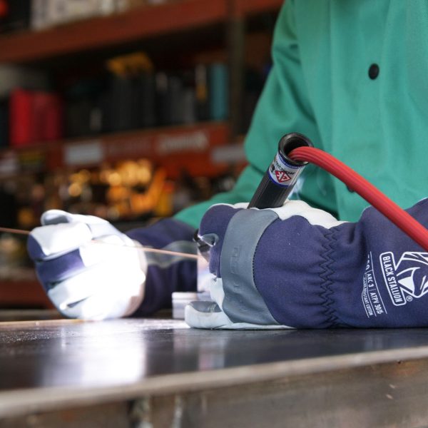 Black Stallion Premium TIG welding glove action shot