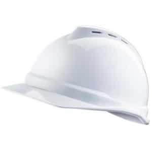 MSA v guard white hard hat