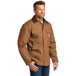 Carhartt Duck Traditional Coat CTC003 Brown Side Model