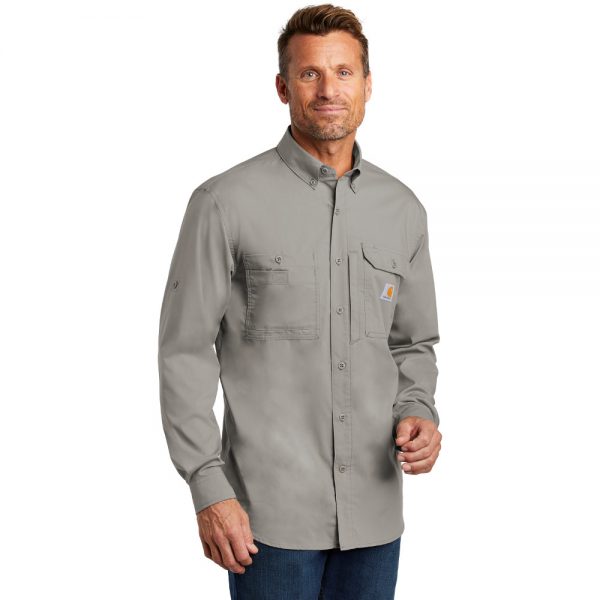 Carhartt Force Ridgefield Solid Long Sleeve Shirt Asphalt Man Front