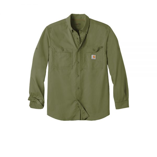 Carhartt Force Ridgefield Solid Long Sleeve Shirt Burnt Olive Front