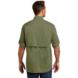 Carhartt Force Ridgefield Solid Long Sleeve Shirt Burnt Olive Man Back
