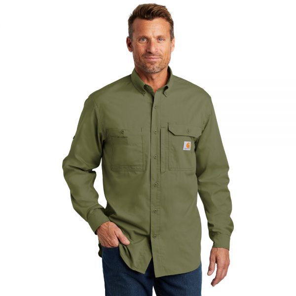 Carhartt Force Ridgefield Solid Long Sleeve Shirt Burnt Olive