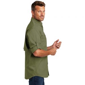 Carhartt Force Ridgefield Solid Long Sleeve Shirt Burnt Olive Man Side