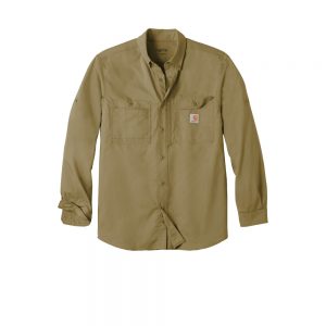 Carhartt Force Ridgefield Solid Long Sleeve Shirt Dark Khaki Front