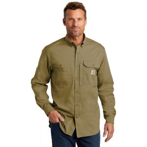 Carhartt Force Ridgefield Solid Long Sleeve Shirt Dark Khaki