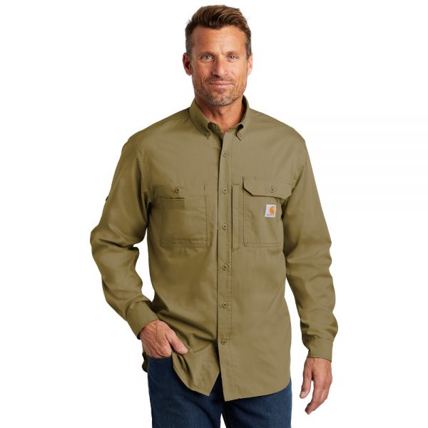 Carhartt Force Ridgefield Solid Long Sleeve Shirt Dark Khaki