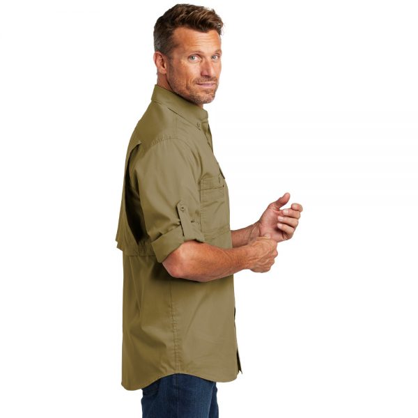 Carhartt Force Ridgefield Solid Long Sleeve Shirt Dark Khaki Man Side
