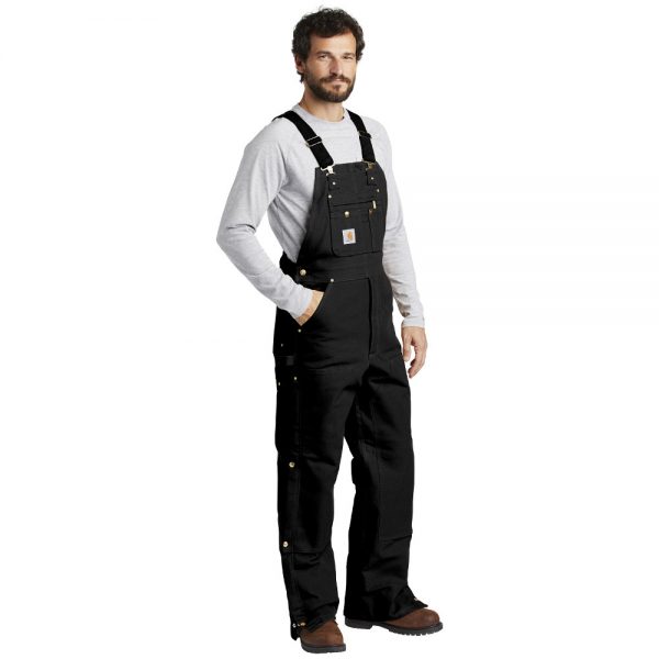 Carhartt Black CTR41 Overalls with Bib Man Angle