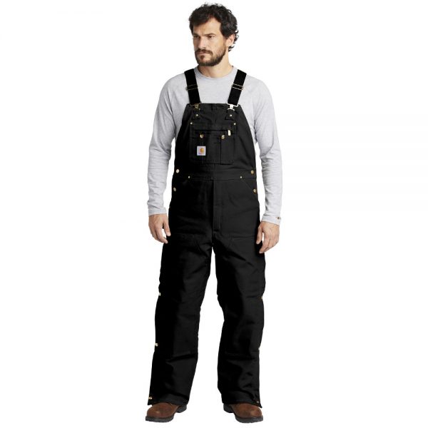 Carhartt R01 Duck Bib Overalls, Men's Black