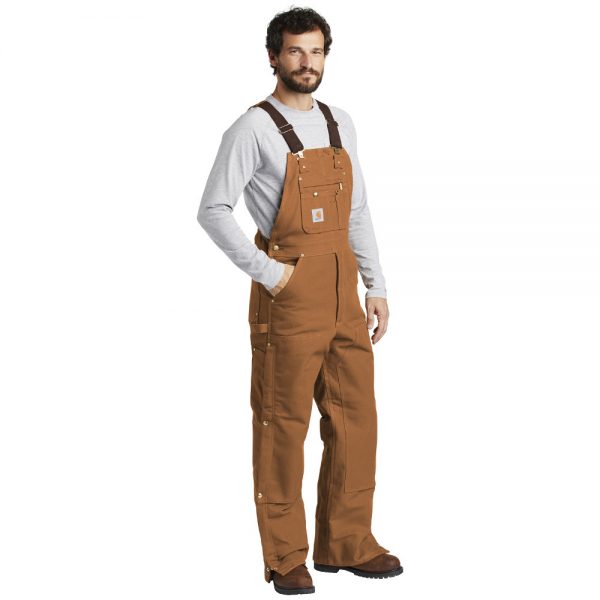 Carhartt Brown CTR41 Overalls with Bib Man Angle