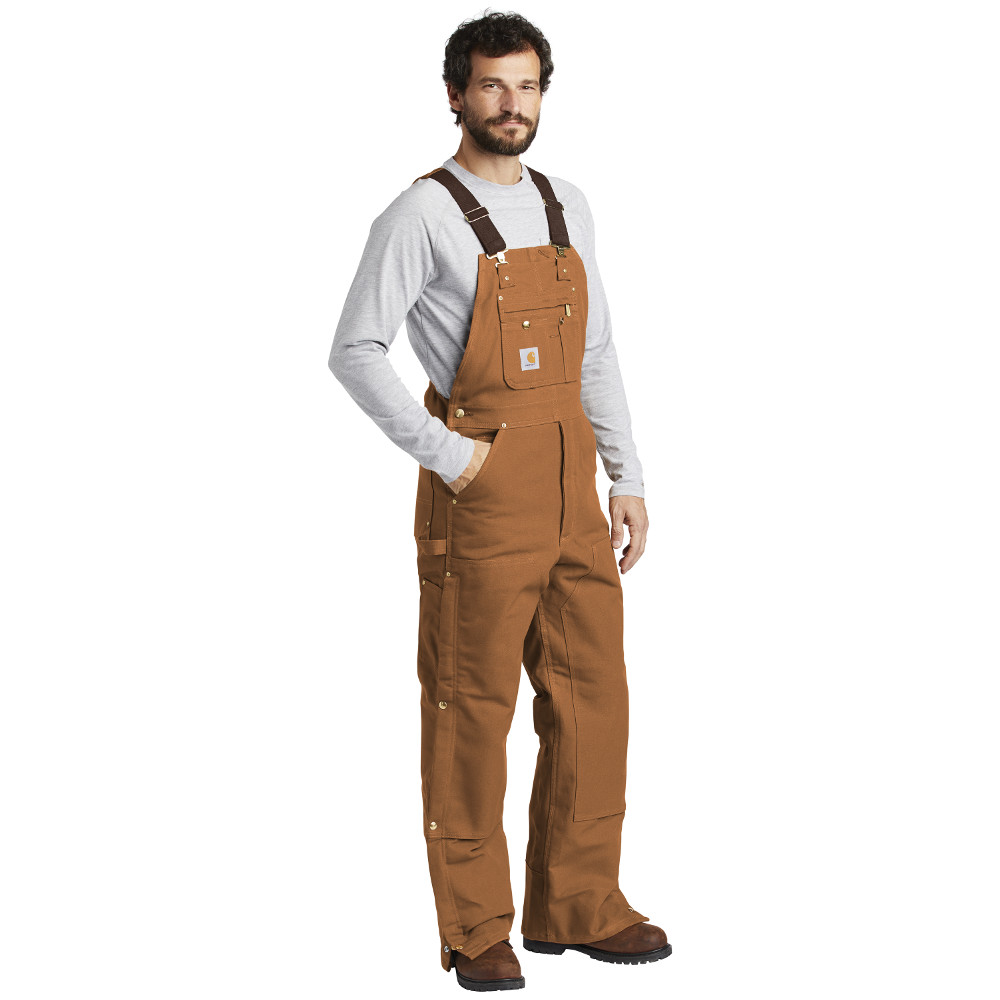 Carhartt Duck Zip-To-Thigh Quilt-Lined Bib Overalls for Men