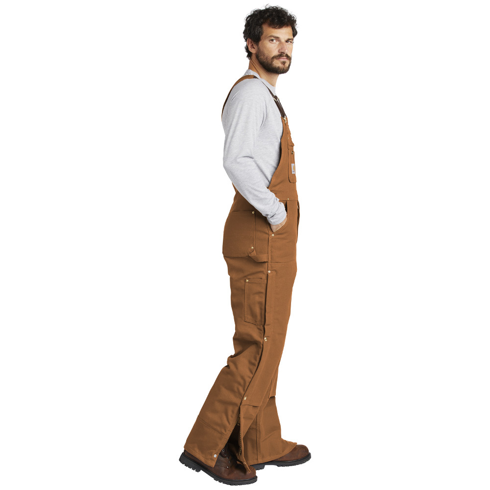 Carhartt Brown Quilt-Lined Zip-to-Thigh Bib Overalls