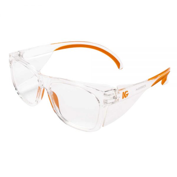 Kimberly-Clark KleenGuard Maverick Safety Glasses clear lens with orange accents
