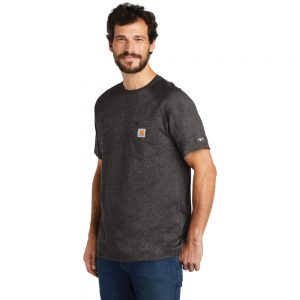 Carhartt Force Cotton Delmont Short Sleeve T-Shirt CT100410 Carbon Heather Man Angle