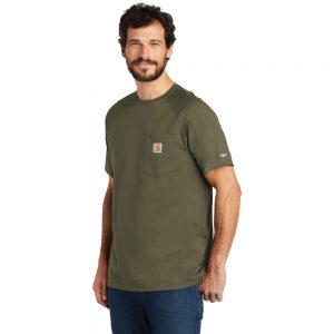 Carhartt Force Cotton Delmont Short Sleeve T-Shirt CT100410 Moss Man Angle
