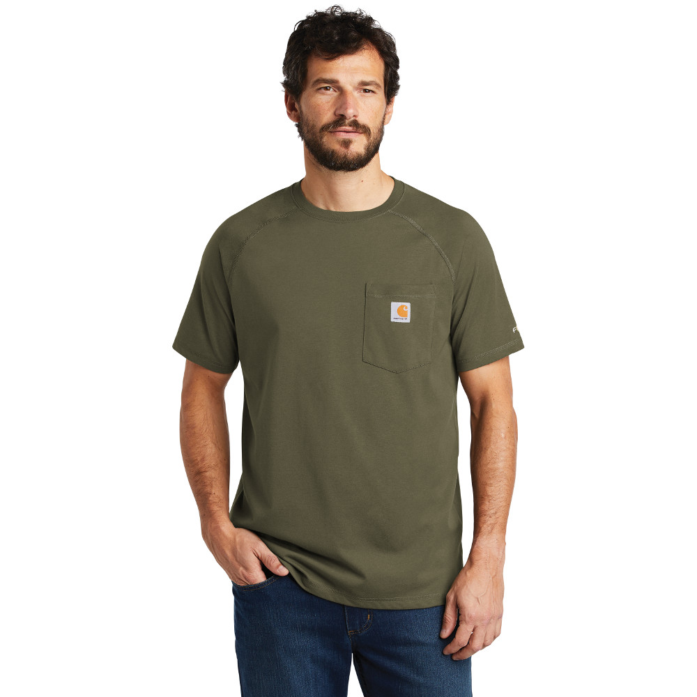 Carhartt Force ? Cotton Delmont Short Sleeve T-Shirt CT100410 Moss ...