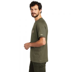 Carhartt Force Cotton Delmont Short Sleeve T-Shirt CT100410 Moss Man Side