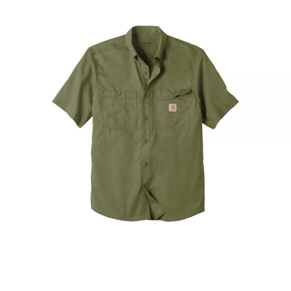Carhartt Force Ridgefield Solid Short Sleeve Shirt CT102417 Burn Olive Front