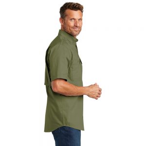 Carhartt Force Ridgefield Solid Short Sleeve Shirt CT102417 Burn Olive Man Side