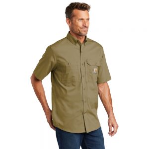 Carhartt Force Ridgefield Solid Short Sleeve Shirt CT102417 Dark Khaki Man Angle