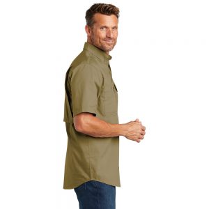 Carhartt Force Ridgefield Solid Short Sleeve Shirt CT102417 Dark Khaki Man Side