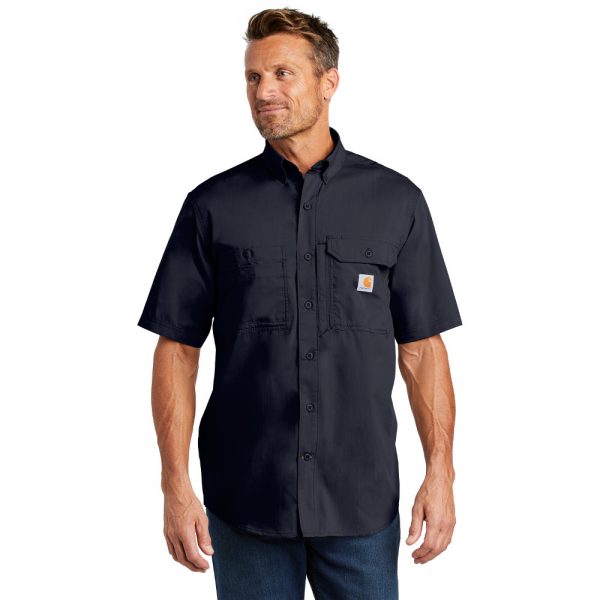 Carhartt Force Ridgefield Solid Short Sleeve Shirt CT102417 Navy