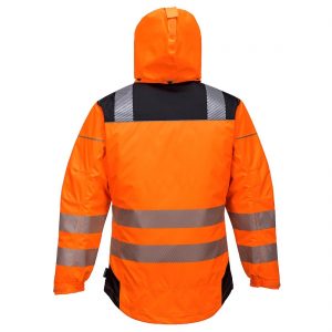 PortWest PW3 Hi-Vis Winter Jacket T400 Orange Back